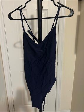aerie Navy Scoop V One-Piece Swimsuit